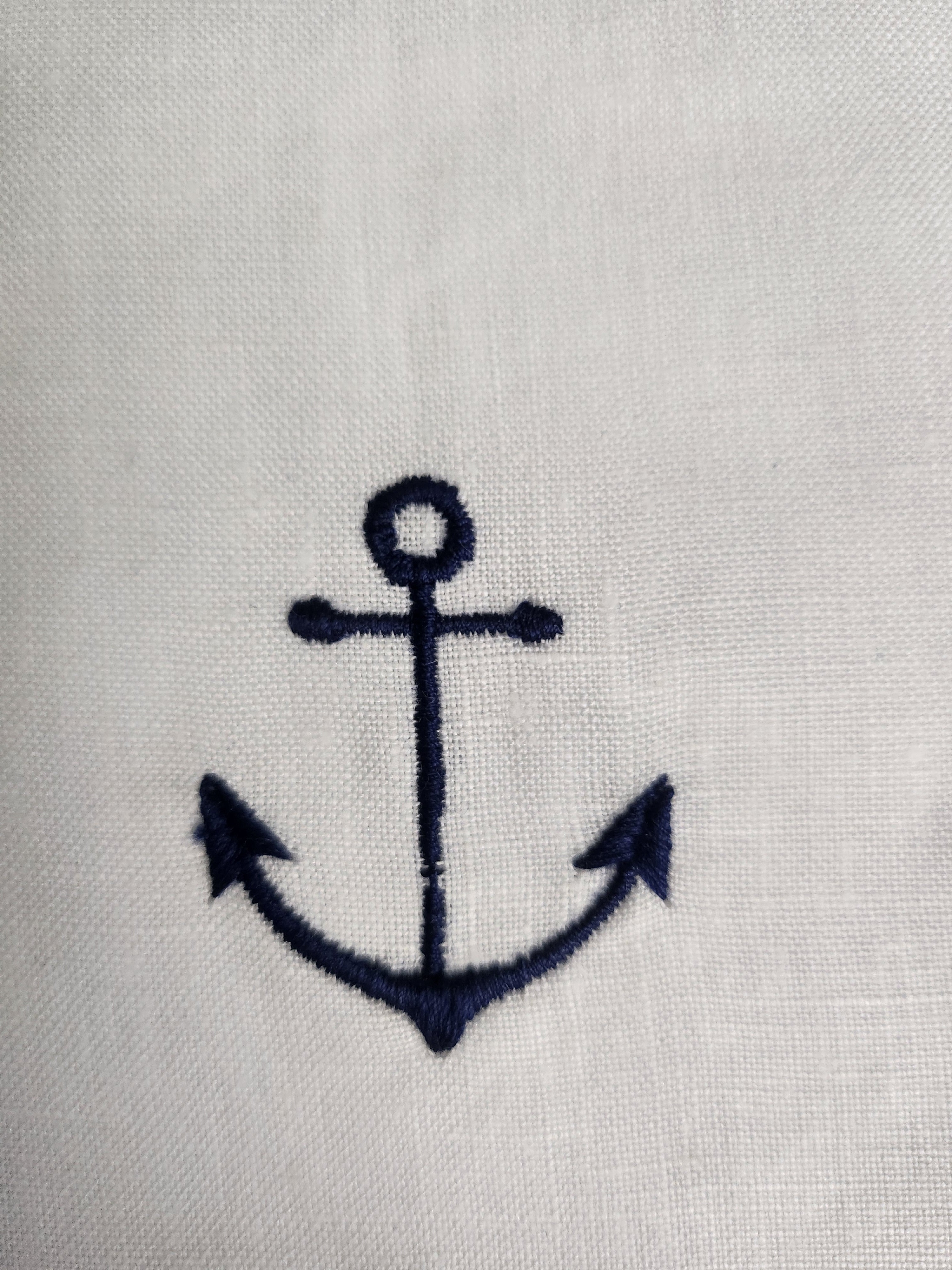 Embroidered Anchor Linen Tea Towel