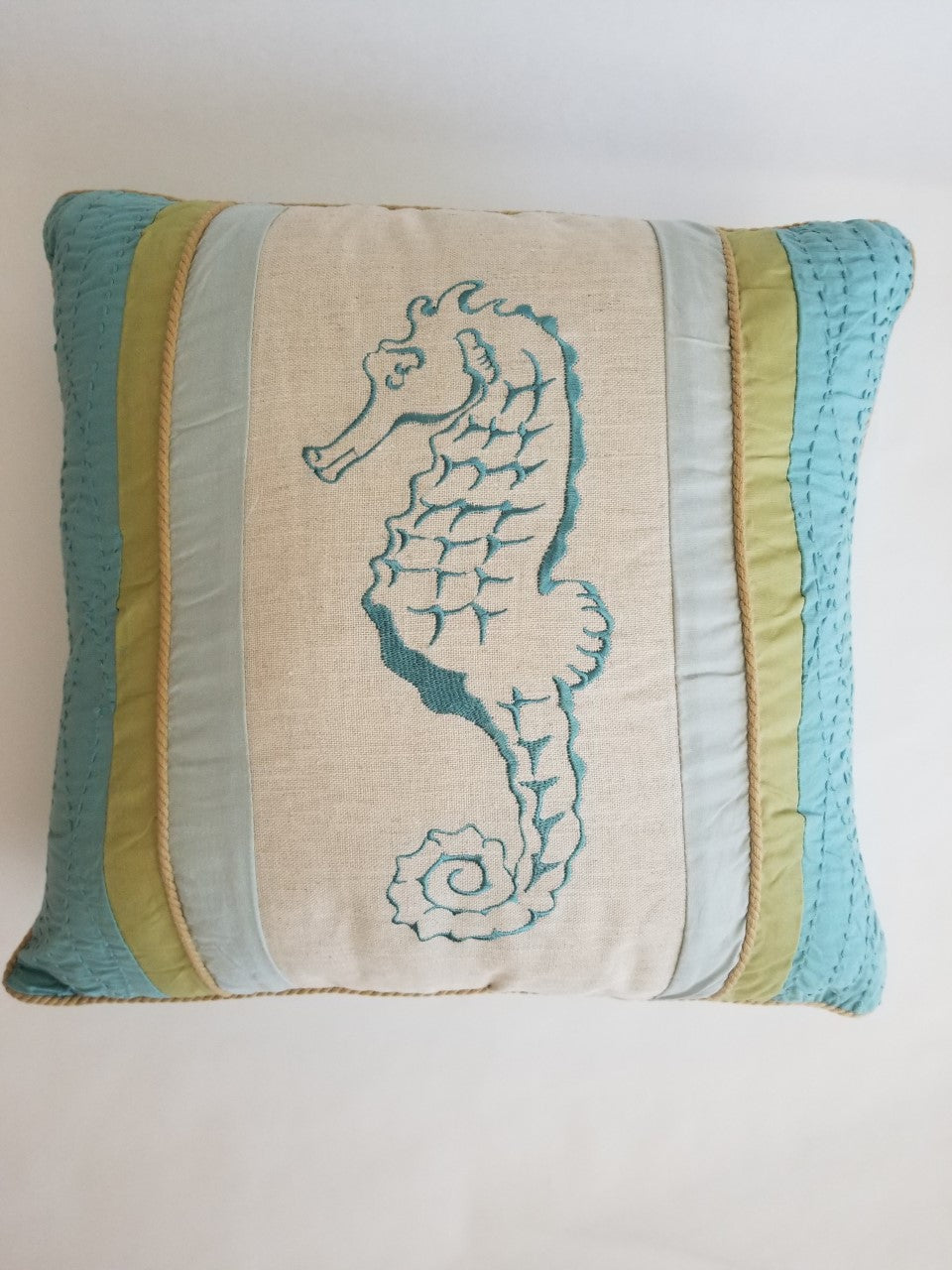 Embroidered Seahorse Cushion