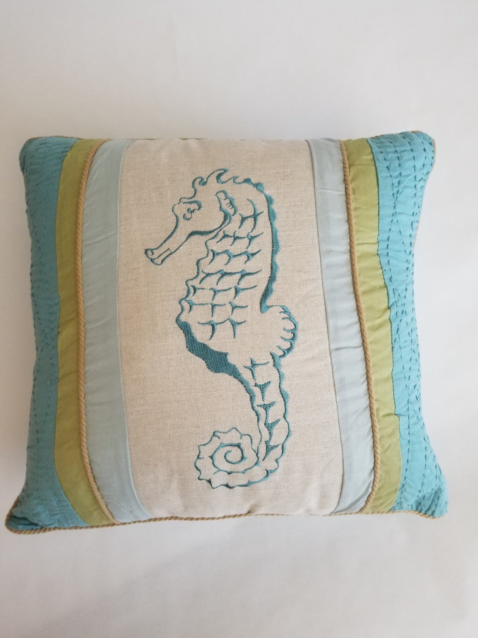 Embroidered Seahorse Cushion